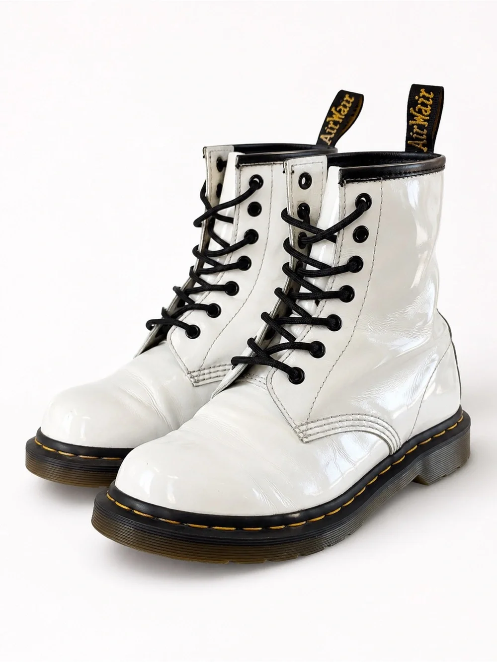 Dr. Martens 1460 White Patent Leather Combat Boots Women’s 7/38 8 Eye Lace Up